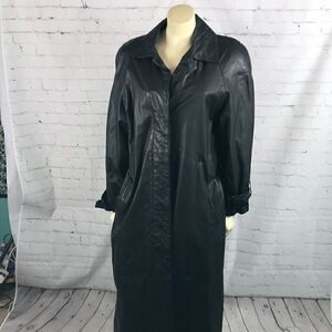 G III, leather long coat,size Medium EUC Classic